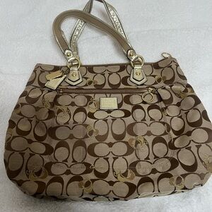 Coach Brown and Tan Shoulder Bag
